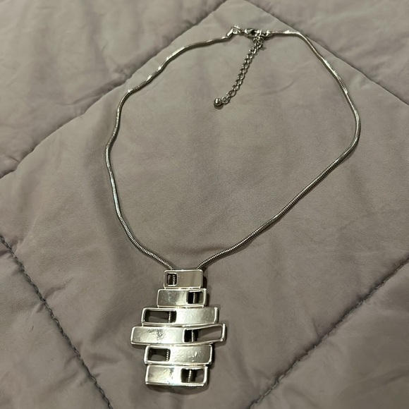 80s Vintage Slider Necklace Geometric Shapes Slide up and down on Chain 9.5 inch - Picture 4 of 6